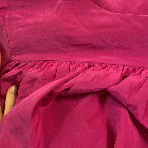 Diane von furstenberg DVF / hot Pink ribbon Silk swing Pleated Shift Dress S - Picture 5 of 8